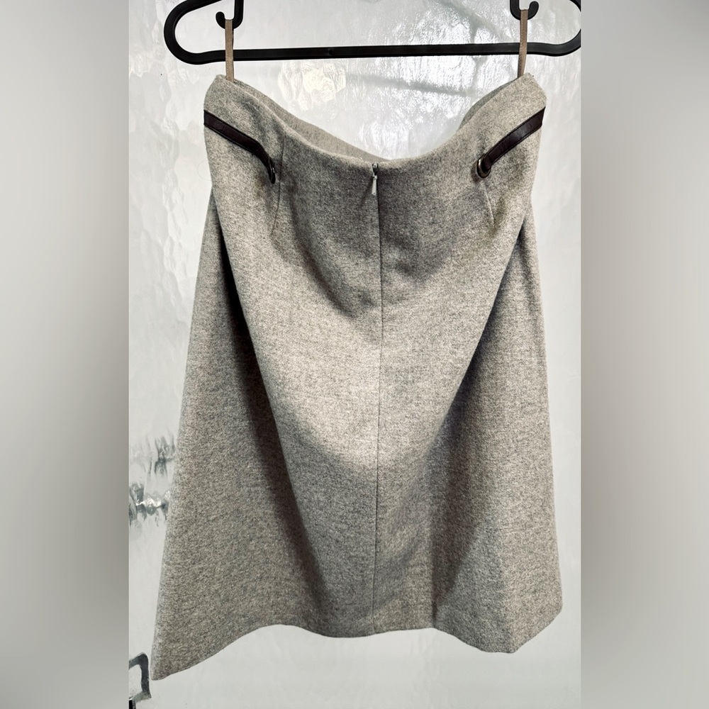 Michel René Pencil Skirt. Grey with “D” Ring Belting Detail